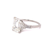 3.76 CT Emerald Cut Diamond Enagement Ring with 0.30 CTW Baguette Diamonds Set in Platinum GIA Certified