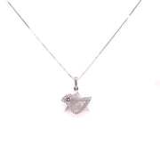 Diamond and mother of pearl dove pendant