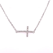 Set in polished 14K white gold, the design features 0.12 carats total weight of round brilliant cut diamonds.