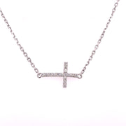 0.12 CTW Round Brilliant Cut Diamond Cross Necklace 14 KWG
