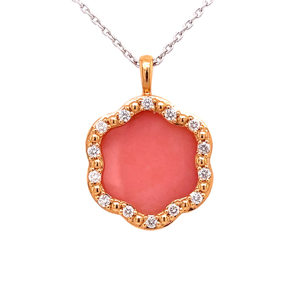 Delicate and radiant, the Pink Opal and Diamond Daniella Necklace is a graceful expression of soft color and refined luxury.