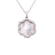 2.96 CT Mother of Pearl and 0.14 CTW Diamond Pendant set in 18 KWG