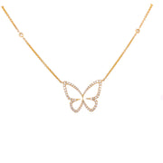 Stunning and delicate butterfly necklace with natural diamond accents.