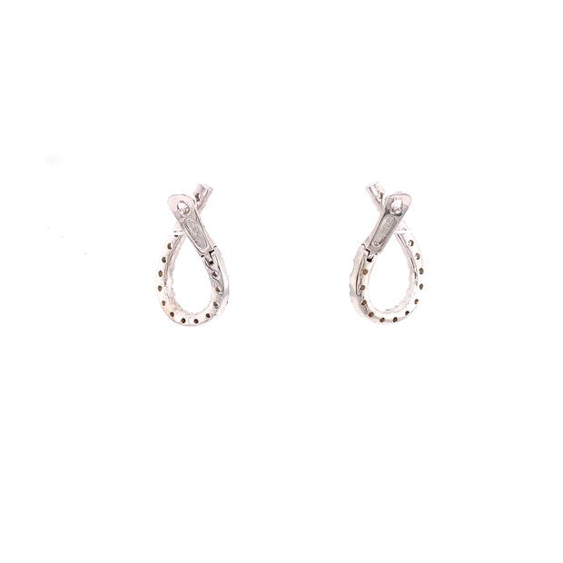 Shown here the backs of the diamond teardrop hoop earrings.