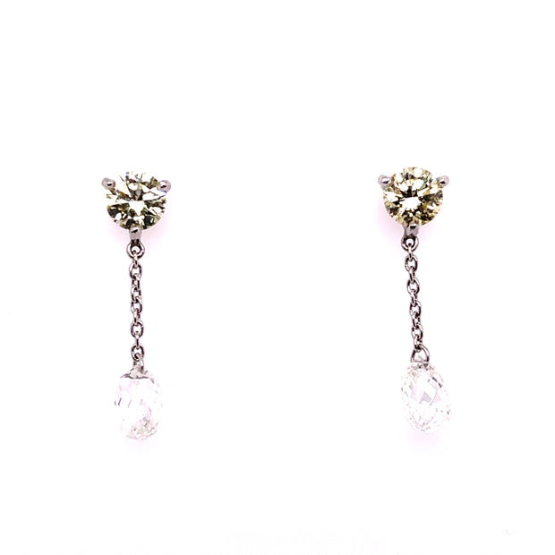 1.10 CTW Diamond and 2.34 CTW Briolette Earrings Set in Platinum