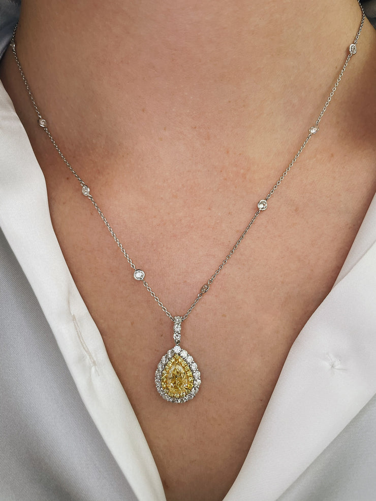Fancy Yellow Pear Shape Diamond Pendant