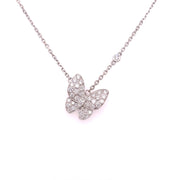 Close detail of the diamond butterfly necklace.