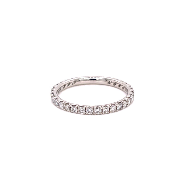 0.54ctw round brilliant cut diamonds for brilliant sparkle.