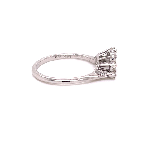 Diamond stacking ring in white gold from the side.