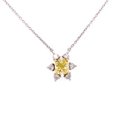 Diamond Starburst Necklace 0.51 CT Fancy Yellow Diamond and 0.12 CTW set in 18 KYWG