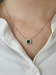 1.00 ct Emerald and 0.64 ctw Diamond Necklace