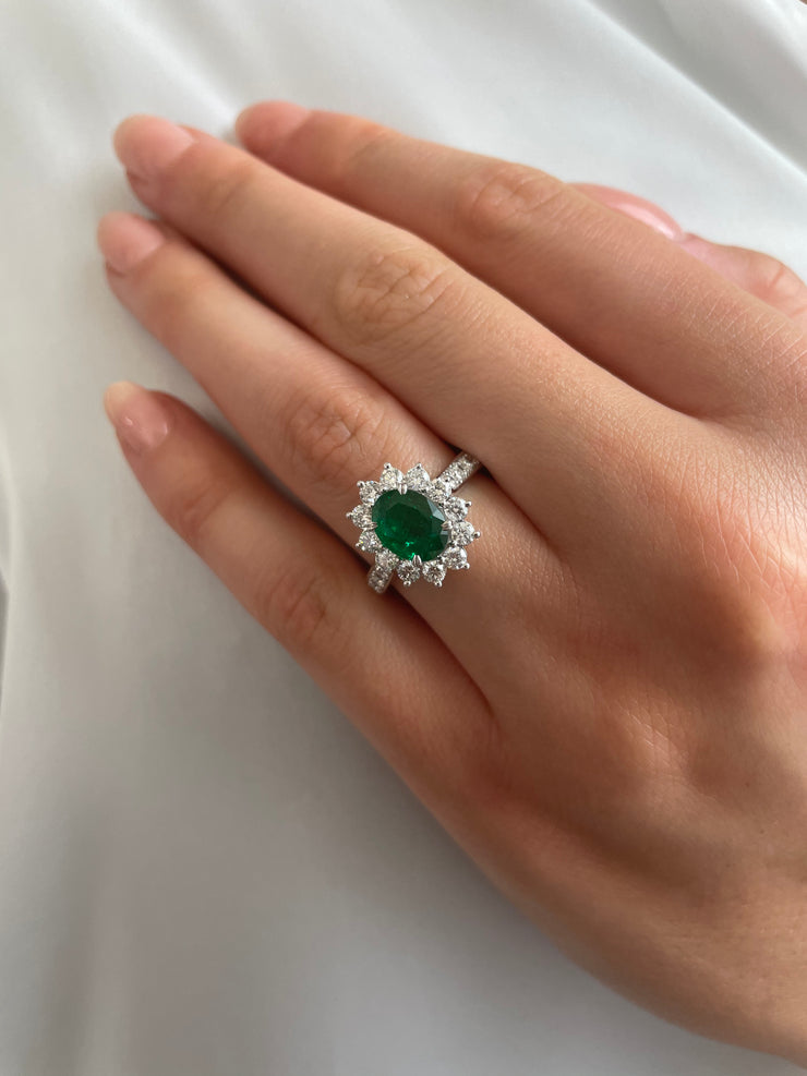 7.5 carat Deep Emerald & Diamond Ring (7 1/2 ct) | 14K White Gold |  Marctarian