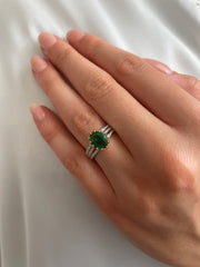 Emerald and Diamond Two Tone Ring