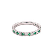 0.28 CTW Emerald and 0.28 CTW Diamond Band Set in 18 KWG