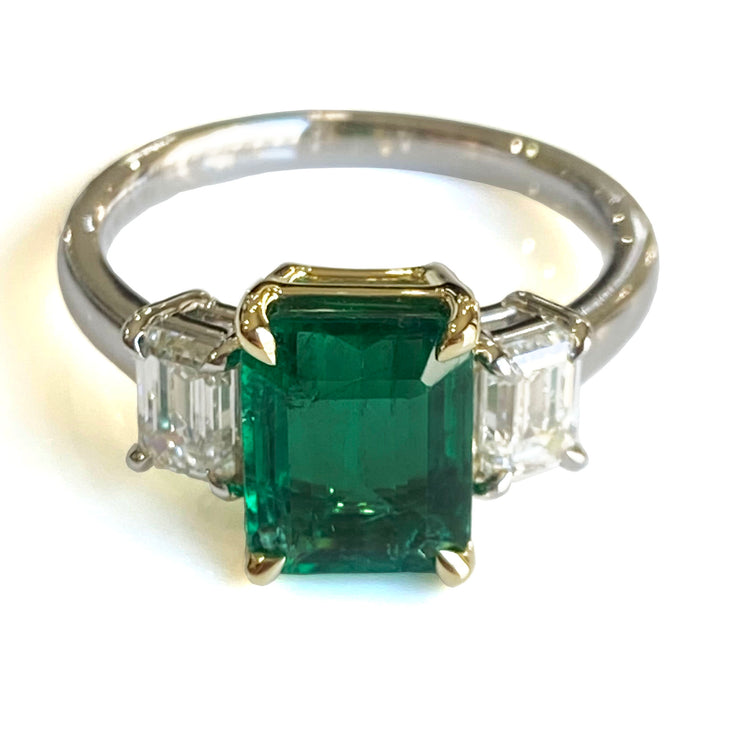2.06 ct Emerald with 0.81 ctw Emerald Cut Diamonds Ring