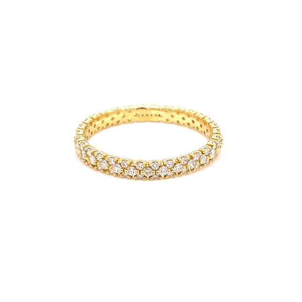 0.51ctw round brilliant cut diamonds for continuous sparkle.