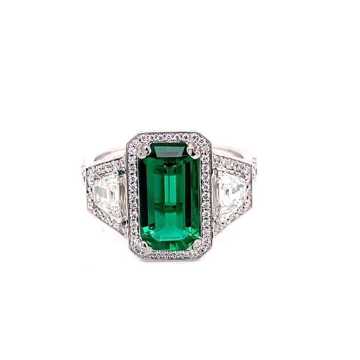 1.66 CT Octogonal Cut GIA Certified Zambian Emerald Ring