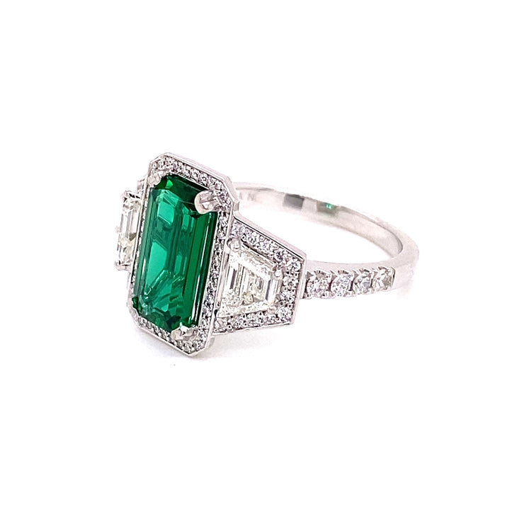 1.66 CT Octogonal Cut GIA Certified Zambian Emerald Ring