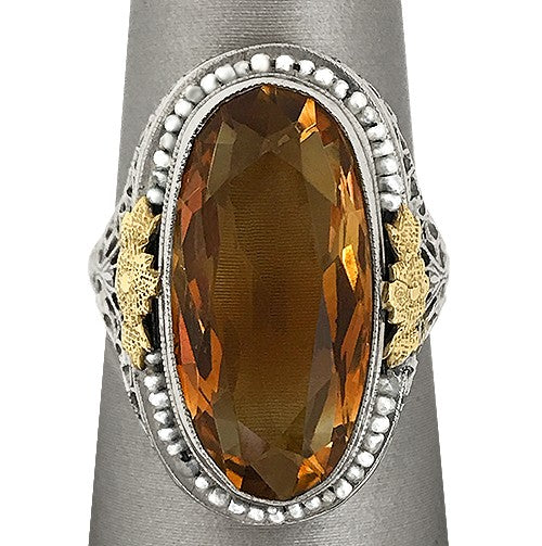 Rare Vintage Citrine & Pearl Ring in 14K 
Bezel-set citrine framed by seed pearls-refined, romantic, and timeless.

