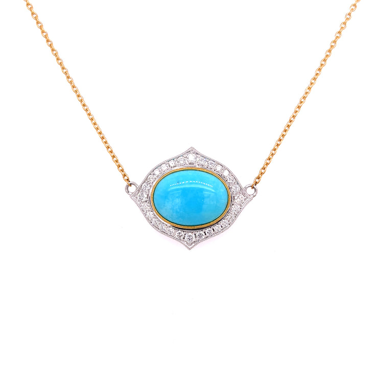 Two Tone Gold Turquoise Pendant