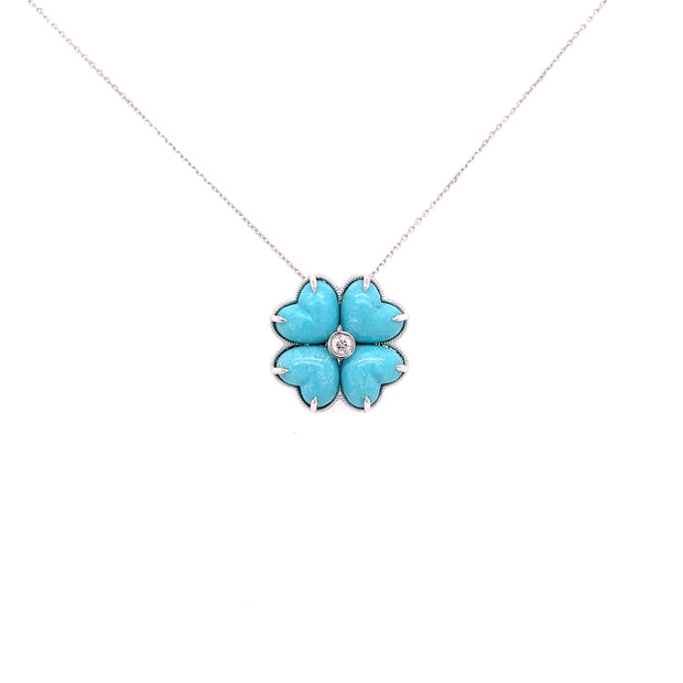 Turquoise and diamond Pendant necklace