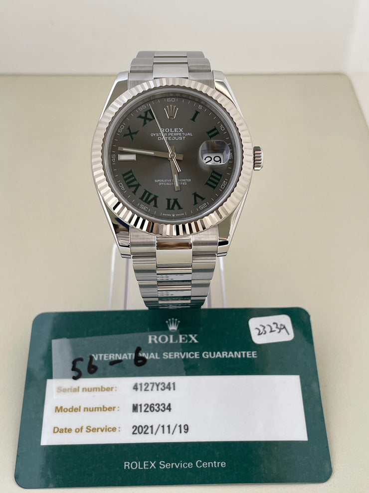 Rolex Datejust 41mm Stainless Steel Wimbledon with 18k White Gold Bezel