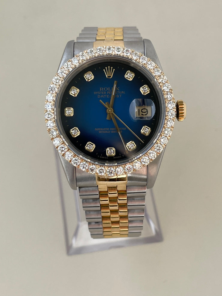 Rolex Datejust 36mm Blue Face with Large Diamond Dial
