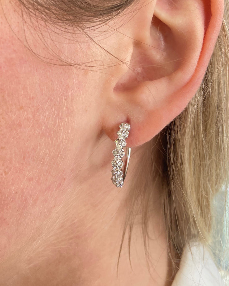 1.00 ctw Round Brilliant Cut Diamond Hoop Earrings in 18k White Gold