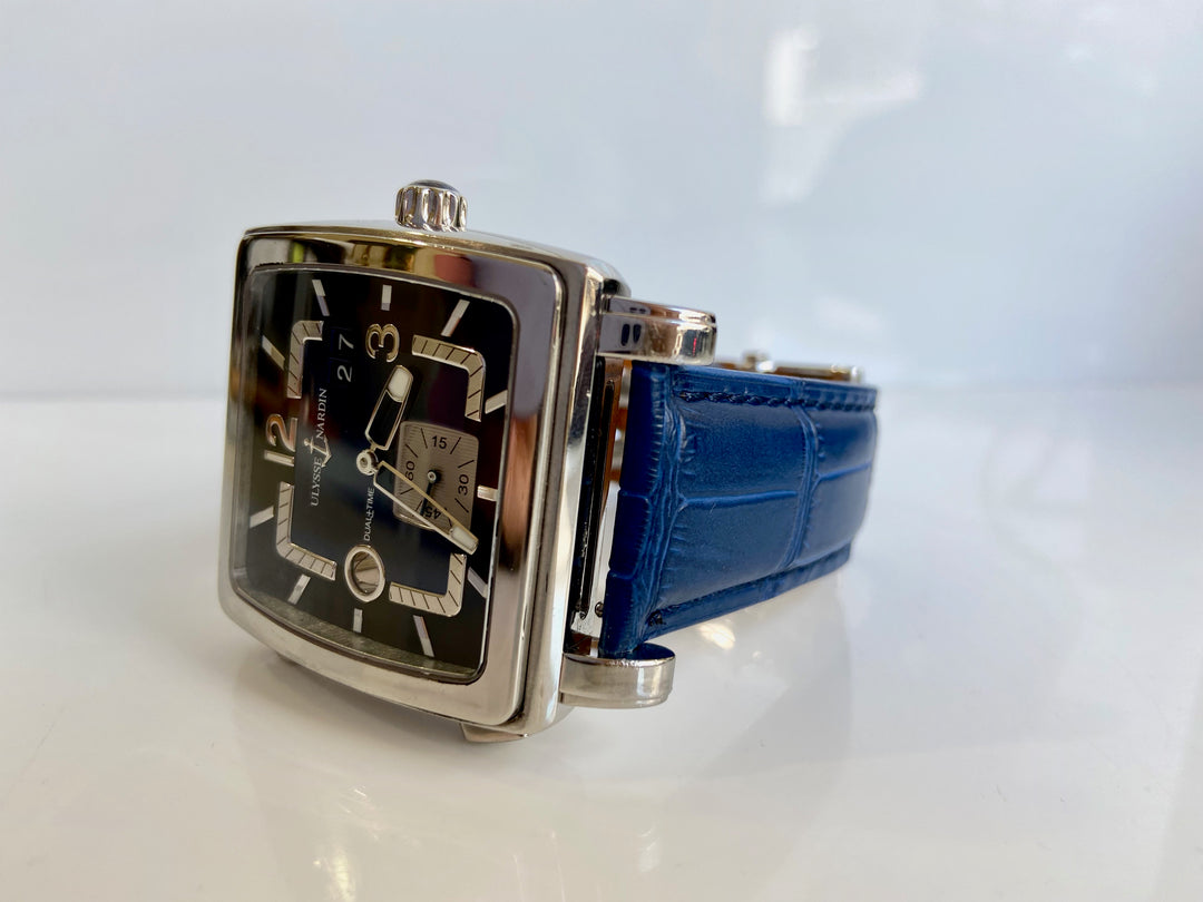 Pre-Owned Ulysse Nardin Quadrato Dual Time 243-92 Date Steel
