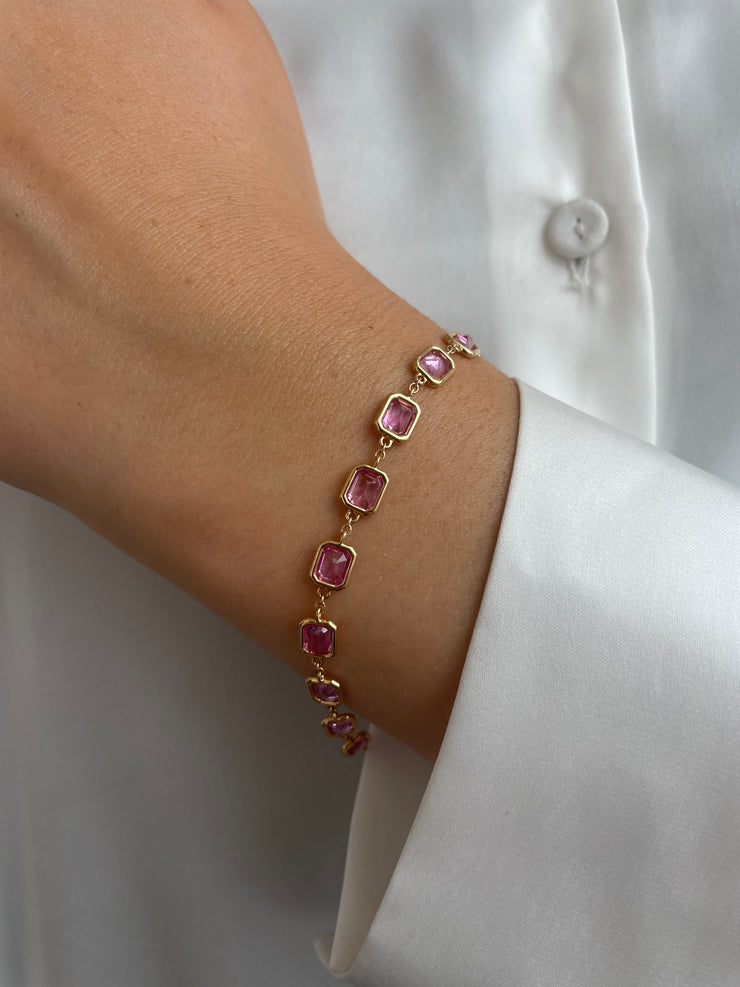 Pink Sapphire and Diamond Bracelet set in 18 KRG
