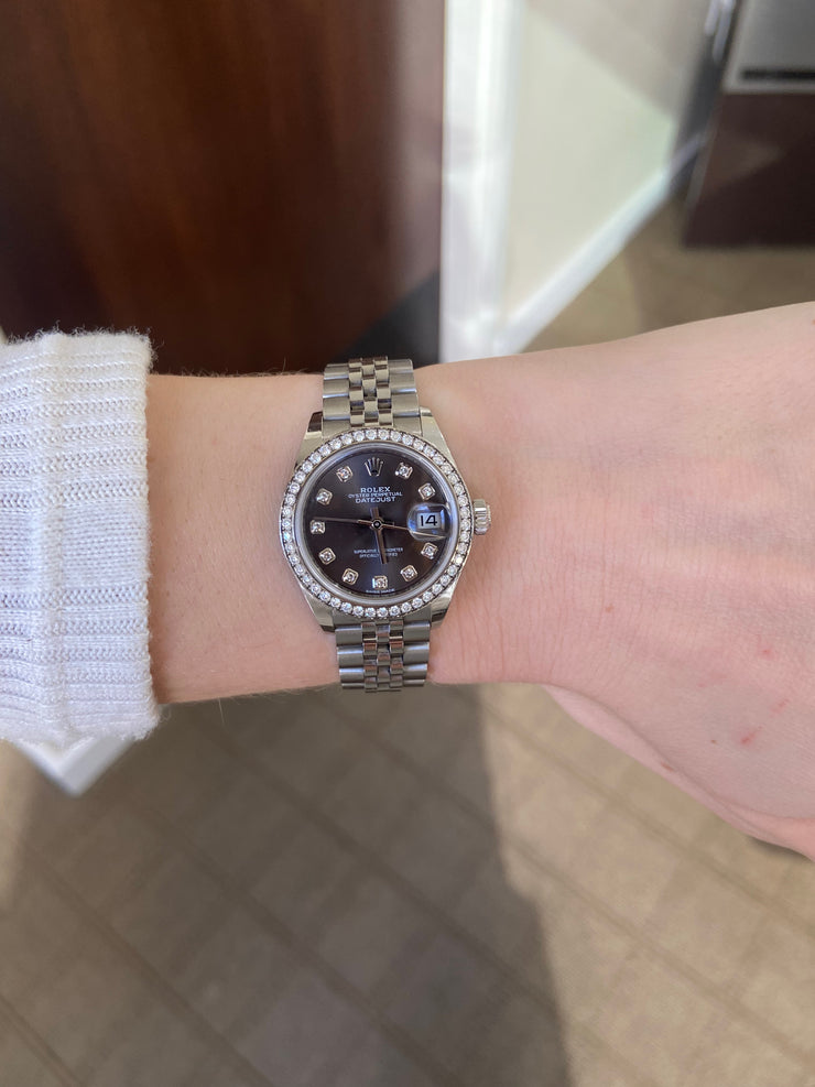 Rolex Datejust 28mm Steel and White Gold with Diamond Dial and Bezel