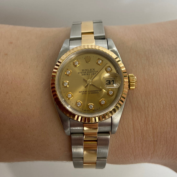Rolex Datejust 26 mm Two Steel and Yellow Gold Oyster with D – Jahan Diamond Imports