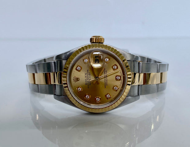 Rolex Lady Datejust 26 mm Two Tone Steel and Yellow Gold Oyster with Diamond Dial