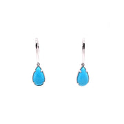 Details of the turquoise drop earrings.