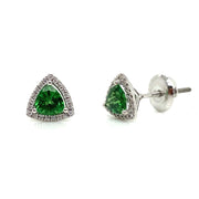 Detailed view of the tsavorite and diamond earrings.