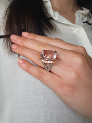A statement piece balancing modern structure with romantic elegance.