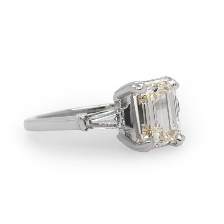 2.50 CT Emerald Cut Diamond GIA Certified with 0.38 CTW Baguette Cut Diamonds set in Platinum
