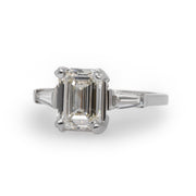 2.50 CT Emerald Cut Diamond GIA Certified with 0.38 CTW Baguette Cut Diamonds set in Platinum