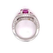 3.12 CT Cushion Cut Pink Sapphire and 1.13 CTW Diamond Ring Set in 14 KWG