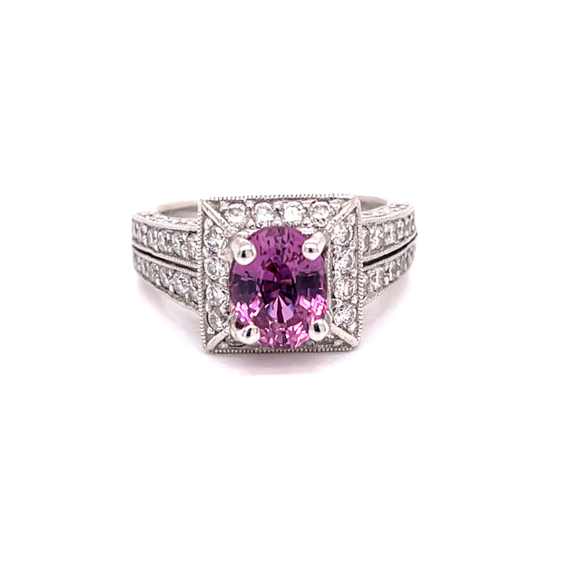1.75 carat pink sapphire offering vibrant, romantic color.