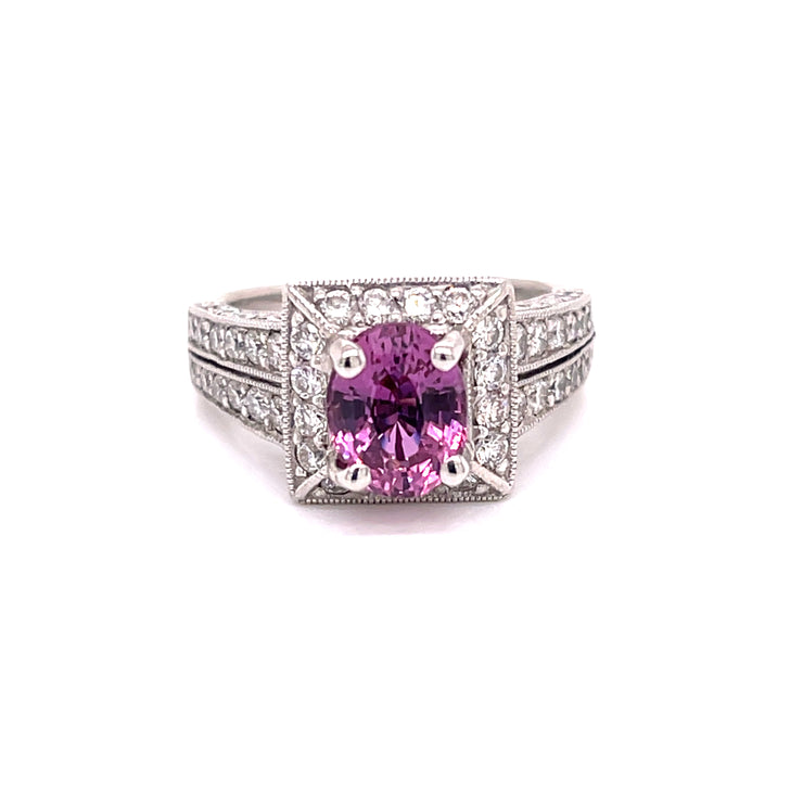 1.75 carat pink sapphire offering vibrant, romantic color.