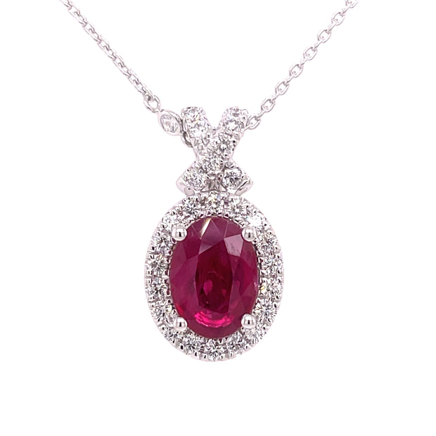 2.15 CT Ruby and 0.51 CTW Diamond Necklace set in 18 KWG