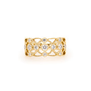 An equisite look at the round brilliant diamonds set in 17K yellow gold.