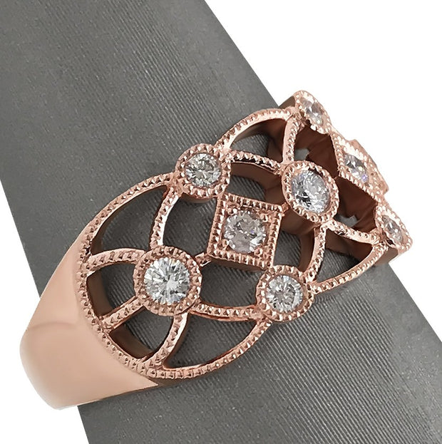 Milgrain Detailing, vintage-inspired texture with intricate craftsmanship.