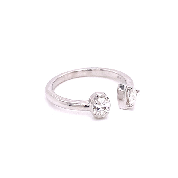 Diamond bypass ring shown here from an angle.