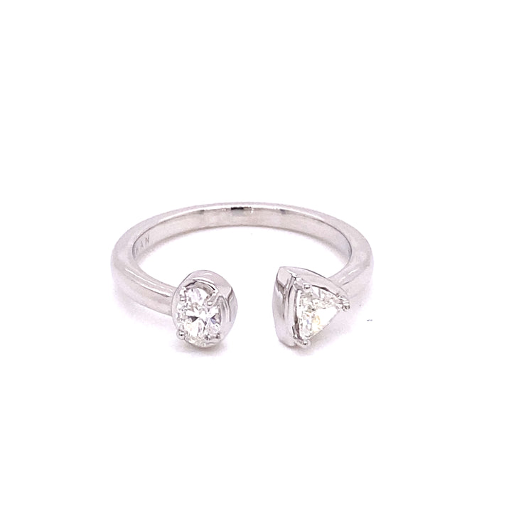 Unusual 2 Stone Rub-Over Diamond Engagement Ring