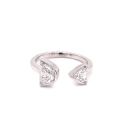 0.83 CTW Half Moon and Trillion Cut Diamond Two-Stone Bypass ring set in 18 KWG