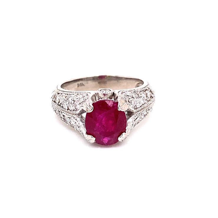 Ruby and Pave Diamond Ring