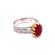 2.10 Ruby with 0.33 ctw Diamonds Two Tone Ring