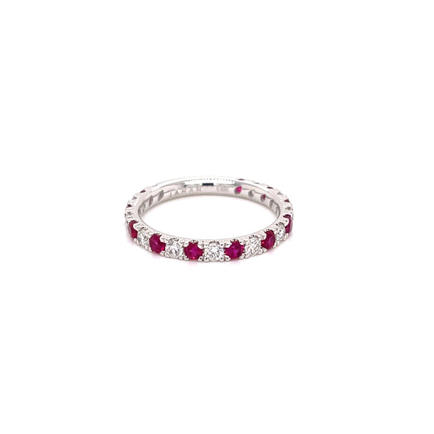 .64 CTW Ruby and .47 CTW Diamond Band Set in 18 KWG